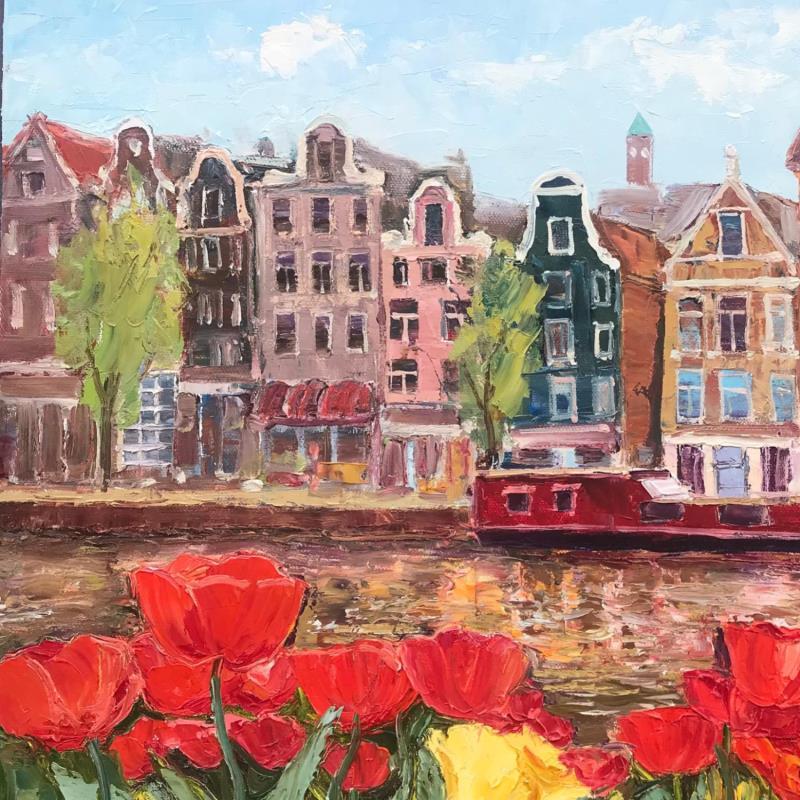 Painting La saison des tulipes à Amsterdam  by Dontu Grigore | Painting Figurative Oil Urban