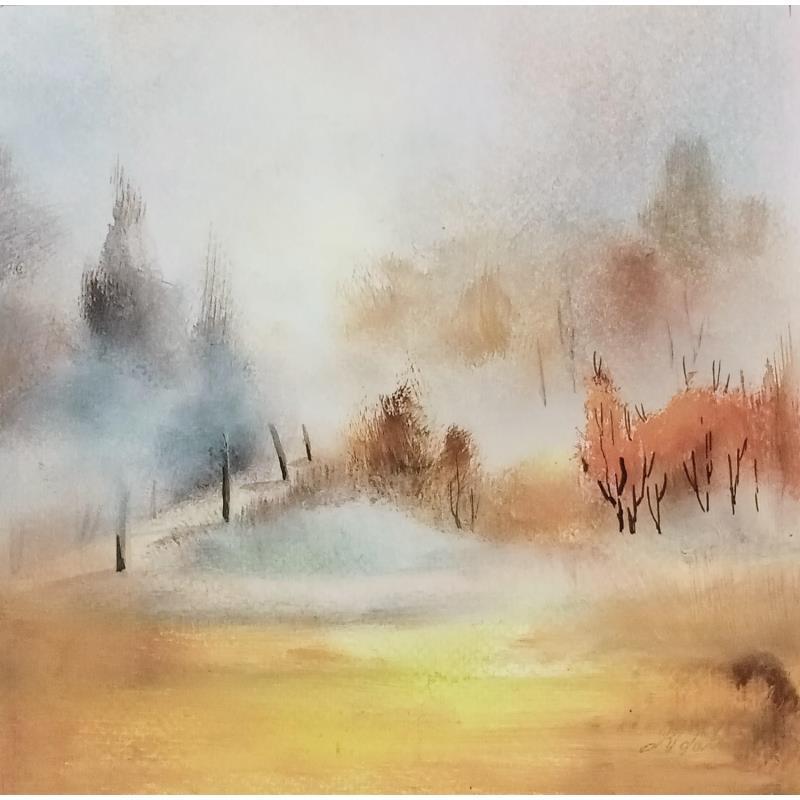 Painting Dans la brume by Dalban Rose | Painting Figurative Landscapes Oil