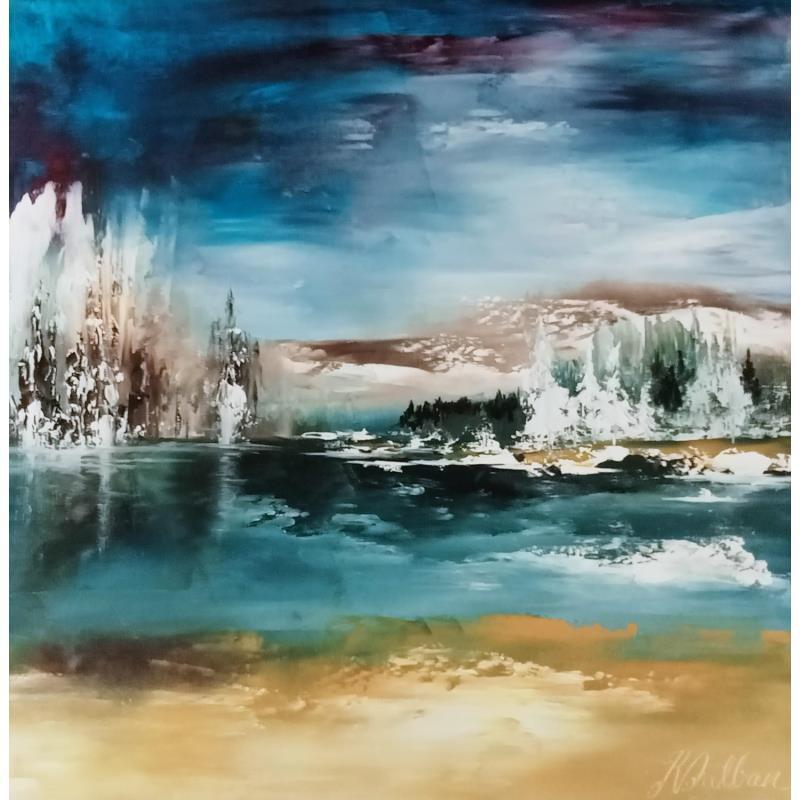 Painting Au fil de l'eau by Dalban Rose | Painting Figurative Landscapes Oil