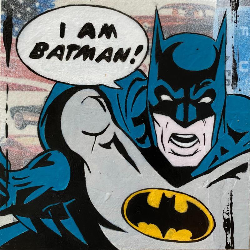 Painting I am Batman ! by Marie G.  | Painting Pop-art Acrylic, Gluing, Wood Pop icons