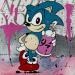 Peinture Sonic artiste par Marie G.  | Tableau Pop-art Icones Pop Bois Acrylique Collage