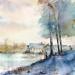 Peinture LA TOURAINE - AU BORD DE LOIRE par Gutierrez | Tableau Impressionnisme Paysages Urbain Aquarelle