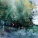 Peinture VUE SUR LE PONT À TOURS par Gutierrez | Tableau Impressionnisme Paysages Aquarelle