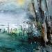 Peinture VUE SUR LE PONT À TOURS par Gutierrez | Tableau Impressionnisme Paysages Aquarelle