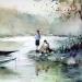Gemälde ENFANTS AU BORDS DE LA LORE von Gutierrez | Gemälde Impressionismus Landschaften Aquarell