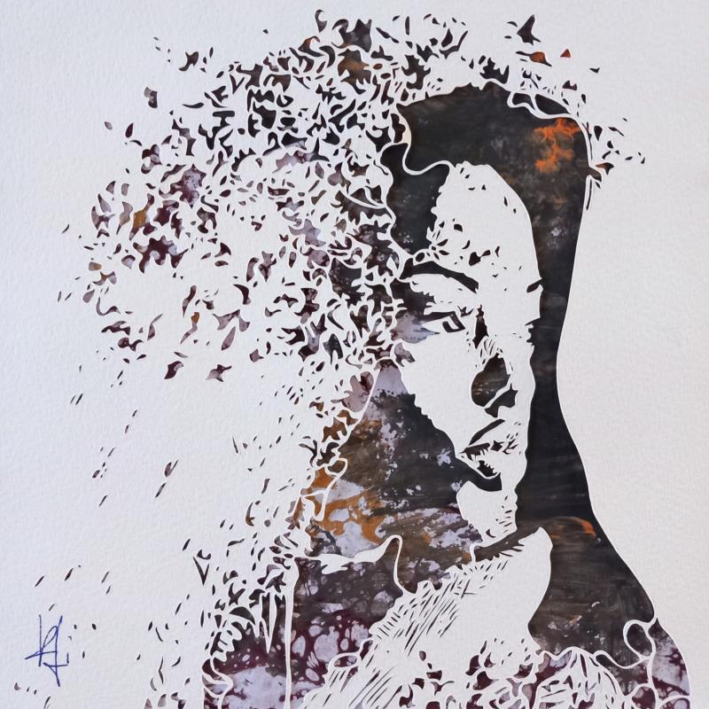 Painting Mama Mtetezi by Louafi Valentine | Painting Figurative Paper Minimalist, Pop icons, Portrait