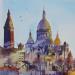 Peinture Montmartre, une vision... par Abbatucci Violaine | Tableau Figuratif Urbain Scènes de vie Aquarelle