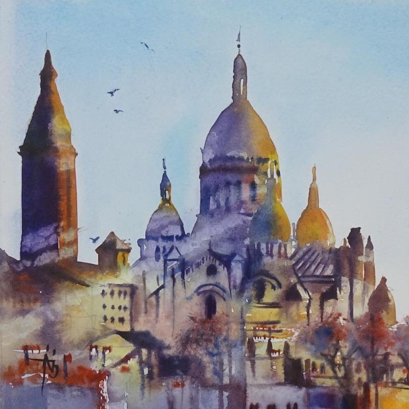 Painting Montmartre, une vision... by Abbatucci Violaine | Painting Figurative Watercolor Life style, Pop icons, Urban