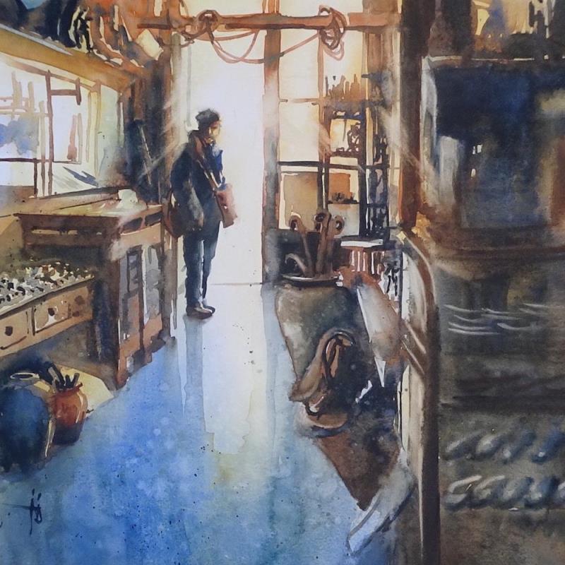 Painting Le chineur by Abbatucci Violaine | Painting Figurative Watercolor Life style
