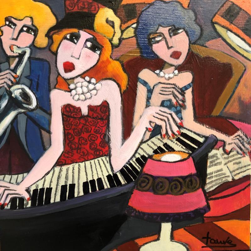 Painting Au piano by Fauve | Painting Figurative Acrylic Life style, Music