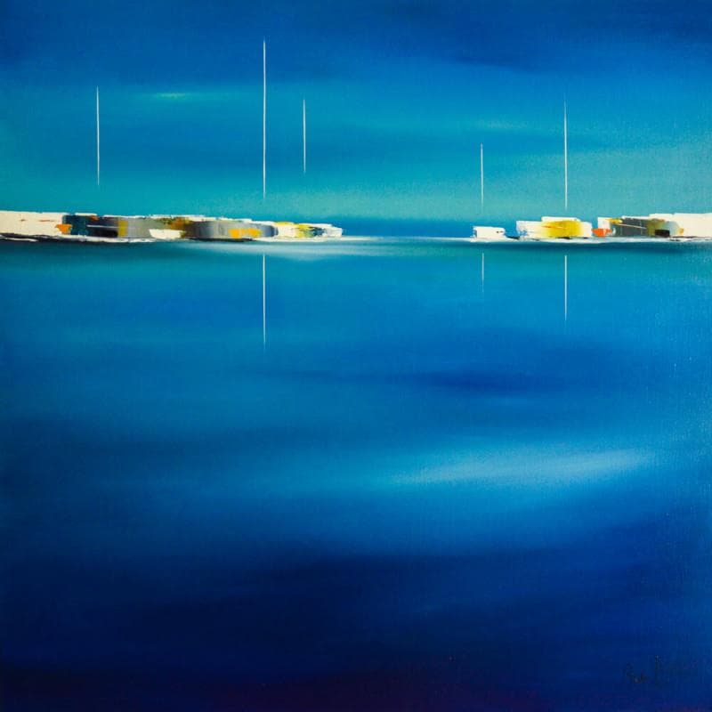 Peinture Reflets marins par Roussel Marie-Ange et Fanny | Tableau Abstrait Marine Huile