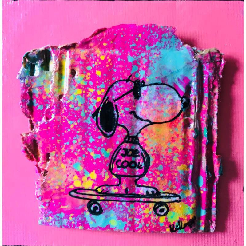 Painting Snoopy skate by Kikayou | Painting Pop-art Pop icons Graffiti Acrylic Gluing