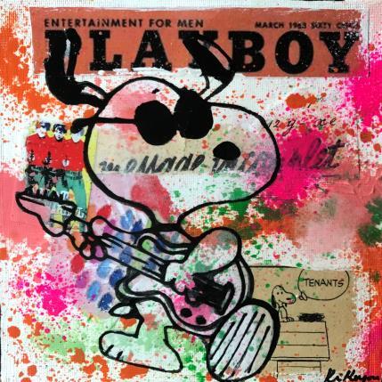 Gemälde Snoopy rocker von Kikayou | Gemälde Pop-Art Acryl, Collage, Graffiti Pop-Ikonen