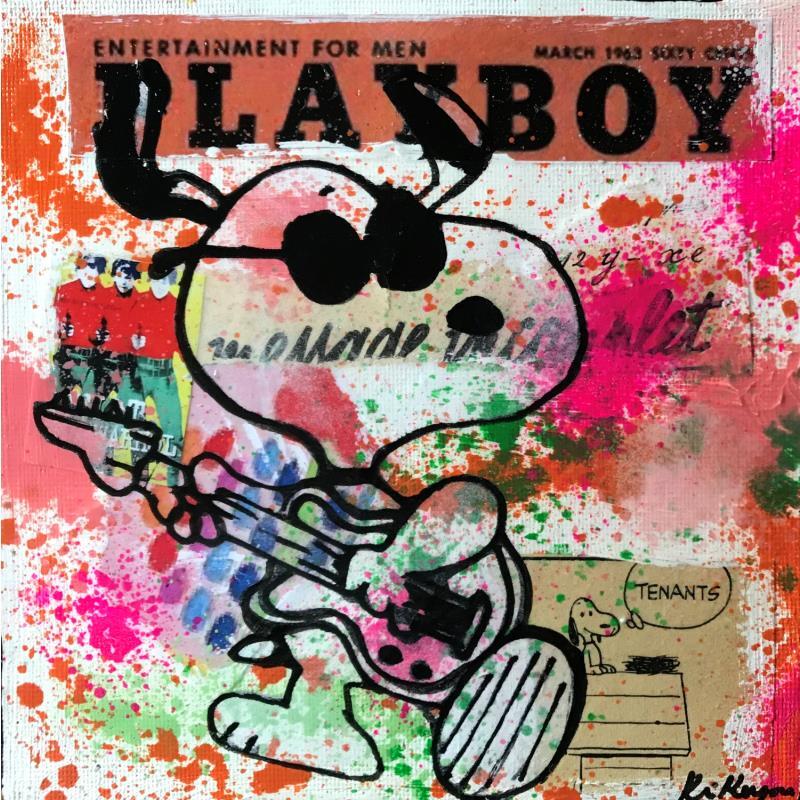 Gemälde Snoopy rocker von Kikayou | Gemälde Pop-Art Pop-Ikonen Graffiti Acryl Collage