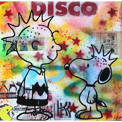 Gemälde Snoopy punk von Kikayou | Gemälde Pop-Art Acryl, Collage, Graffiti Pop-Ikonen