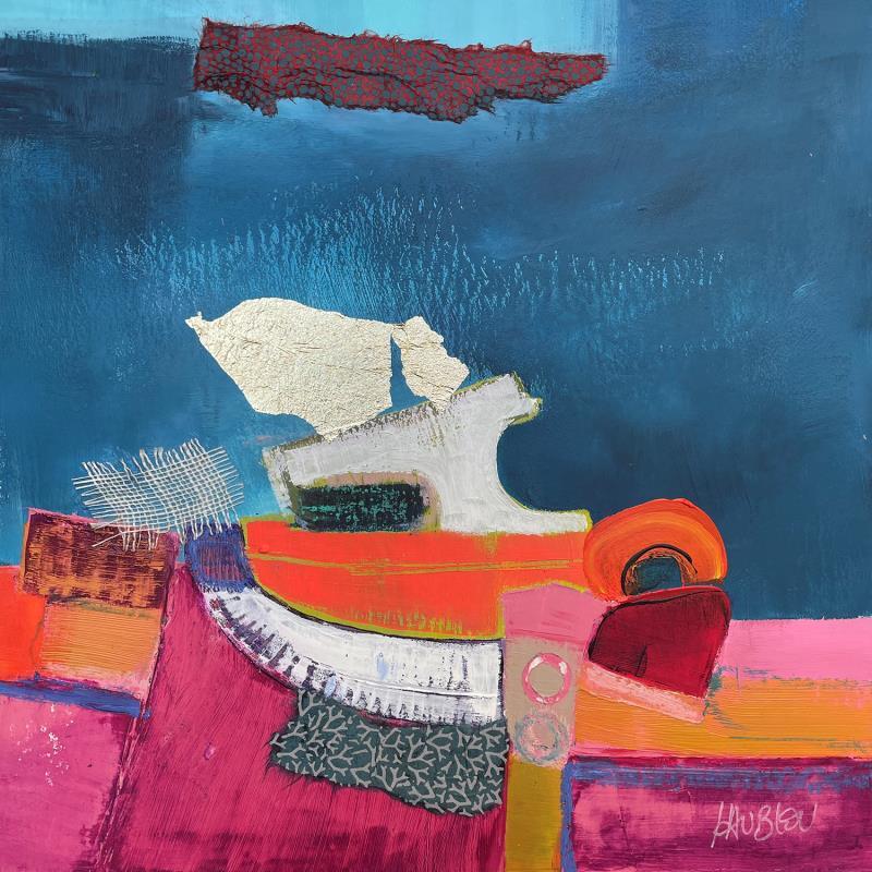 Painting Le bateau de Mr Paul by Lau Blou | Painting Abstract Acrylic, Cardboard, Gluing Landscapes, Pop icons