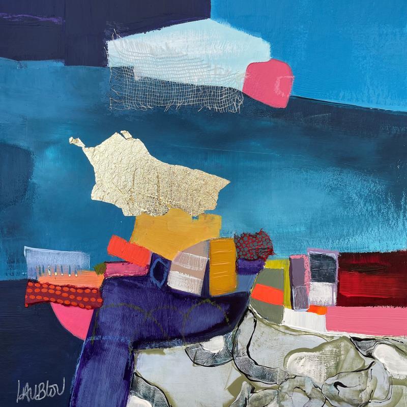 Painting Les cabanes des marais by Lau Blou | Painting Abstract Acrylic, Cardboard, Gluing Landscapes, Pop icons