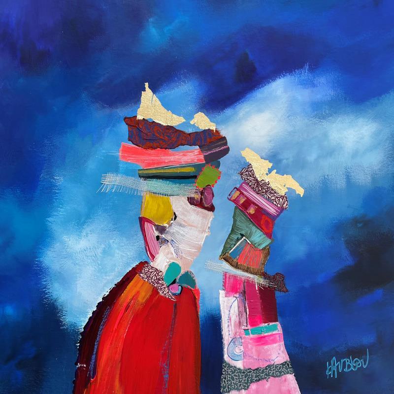 Painting Je t'aimerais toujours by Lau Blou | Painting Abstract Acrylic, Cardboard, Gluing Portrait