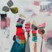 Peinture Les fillettes au ballon par Lau Blou | Tableau Abstrait Portraits Carton Acrylique Collage