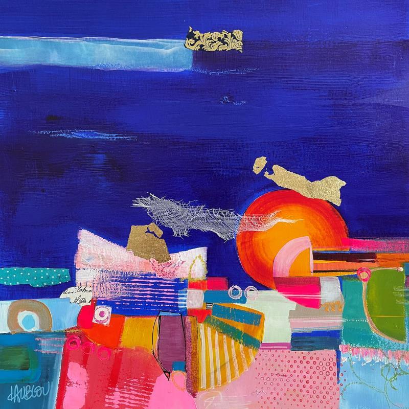 Painting Sunset by Lau Blou | Painting Abstract Acrylic, Cardboard, Gluing Landscapes