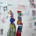 Peinture Moments de vérité par Lau Blou | Tableau Abstrait Scènes de vie Acrylique Collage Pastel Feuille d'or Papier