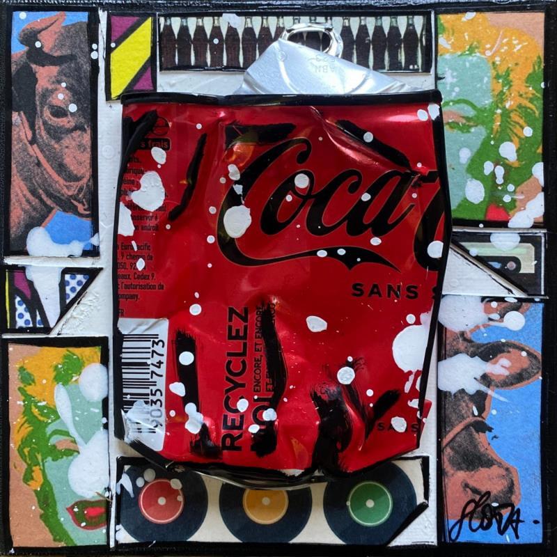 Painting POP COKE 2 by Costa Sophie | Painting Pop-art Acrylic, Gluing, Upcycling Pop icons