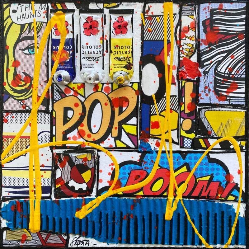 Painting BOOM! by Costa Sophie | Painting Pop-art Acrylic, Gluing, Upcycling Pop icons