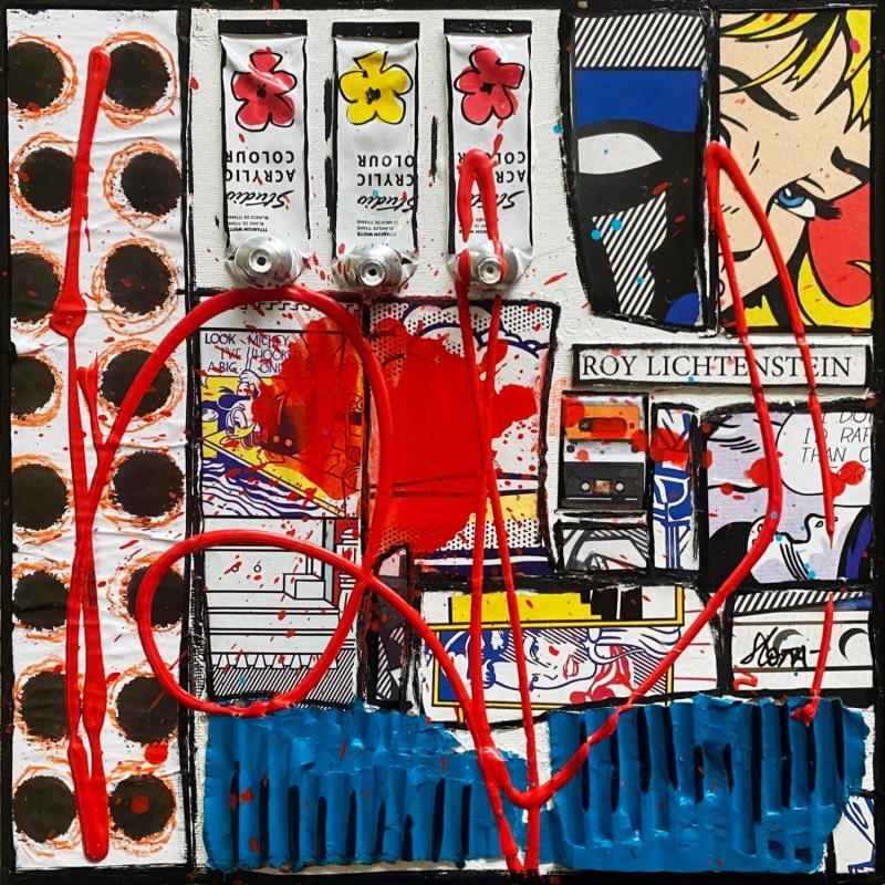 Peinture Tribute to Roy Lichtenstein par Costa Sophie | Tableau Pop-art Acrylique, Collage, Upcycling Icones Pop