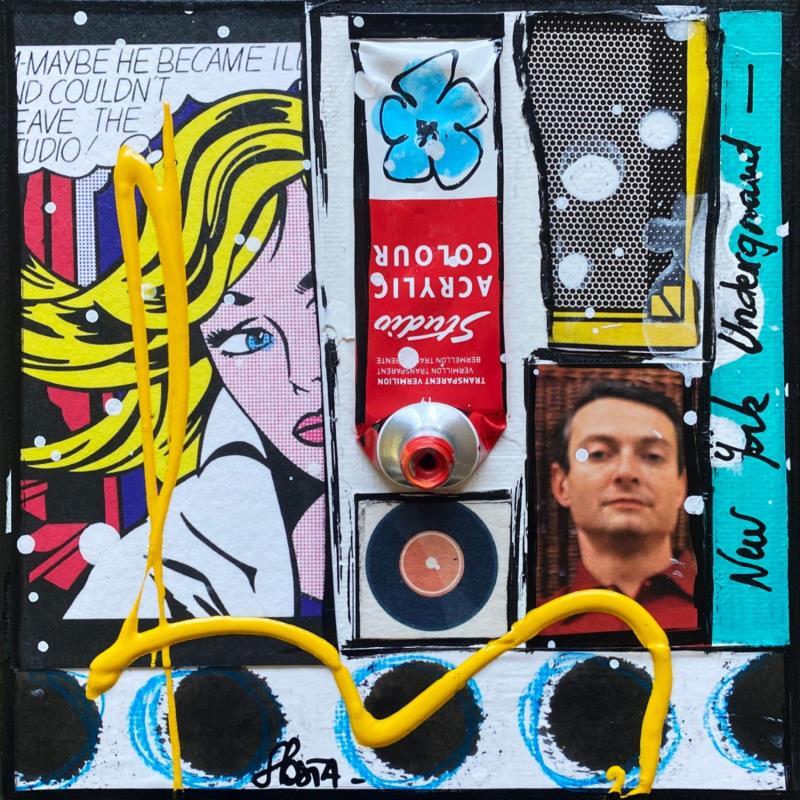 Painting Tribute to Roy Lichtenstein by Costa Sophie | Painting Pop-art Acrylic, Gluing, Upcycling Pop icons