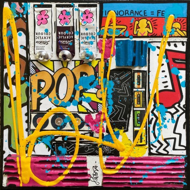 Painting Tribute to Keith Haring by Costa Sophie | Painting Pop art Acrylic, Gluing, Upcycling Pop icons