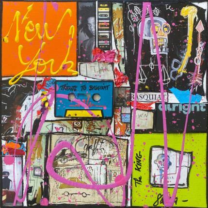 Painting POP NY (Basquiat) by Costa Sophie | Painting Pop-art Acrylic, Gluing, Upcycling Pop icons