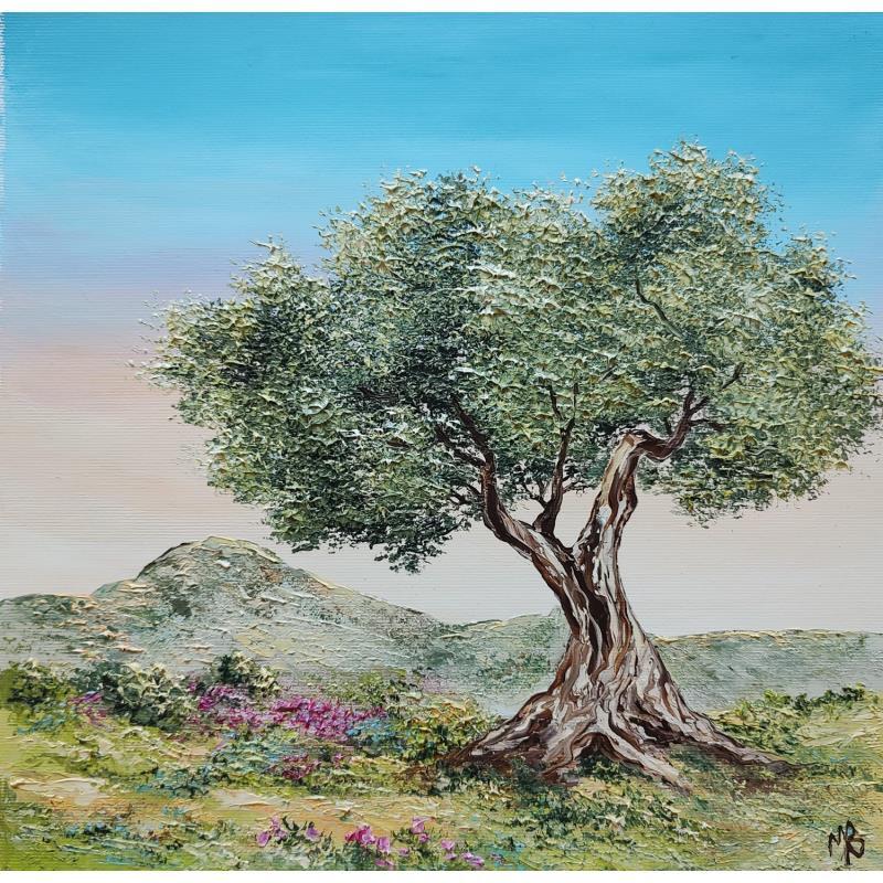 Gemälde Douce balade de l'olivier von Blandin Magali | Gemälde Figurativ Landschaften Öl