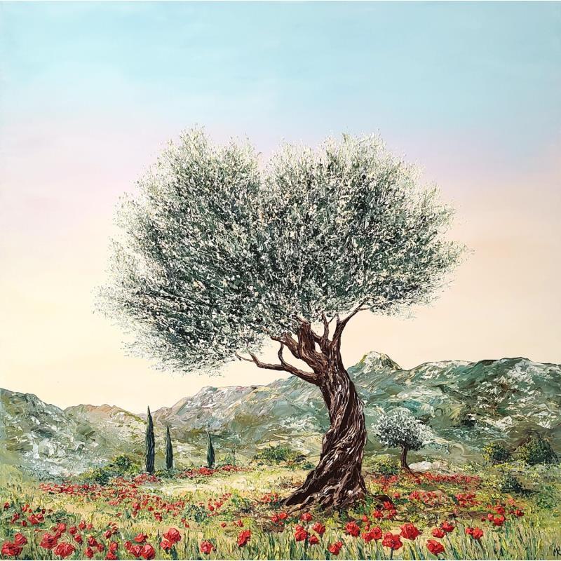 Painting Un don d'amour et de paix by Blandin Magali | Painting Figurative Oil Landscapes