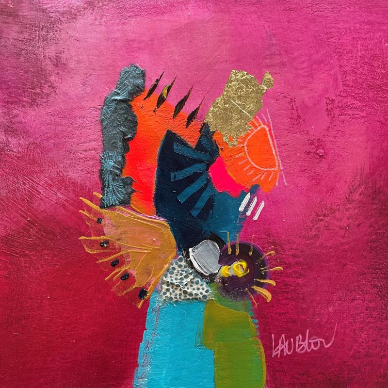 Painting L'arbre à soleil by Lau Blou | Painting Abstract Acrylic, Cardboard, Gluing