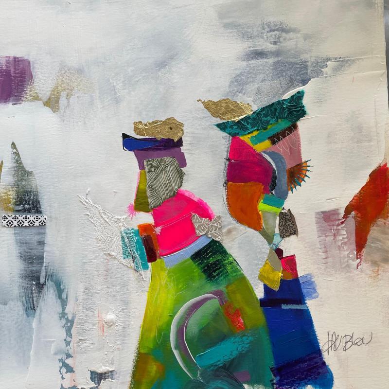 Painting L'attente de l'heureux évènement by Lau Blou | Painting Abstract Acrylic, Gluing