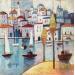 Painting AP80 LA VILLE BLANCHE by Burgi Roger | Painting Figurative Urban Marine Architecture Acrylic
