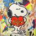 Gemälde SNOOPY AMOUREUX  von Nathy | Gemälde Pop-Art Pop-Ikonen Acryl