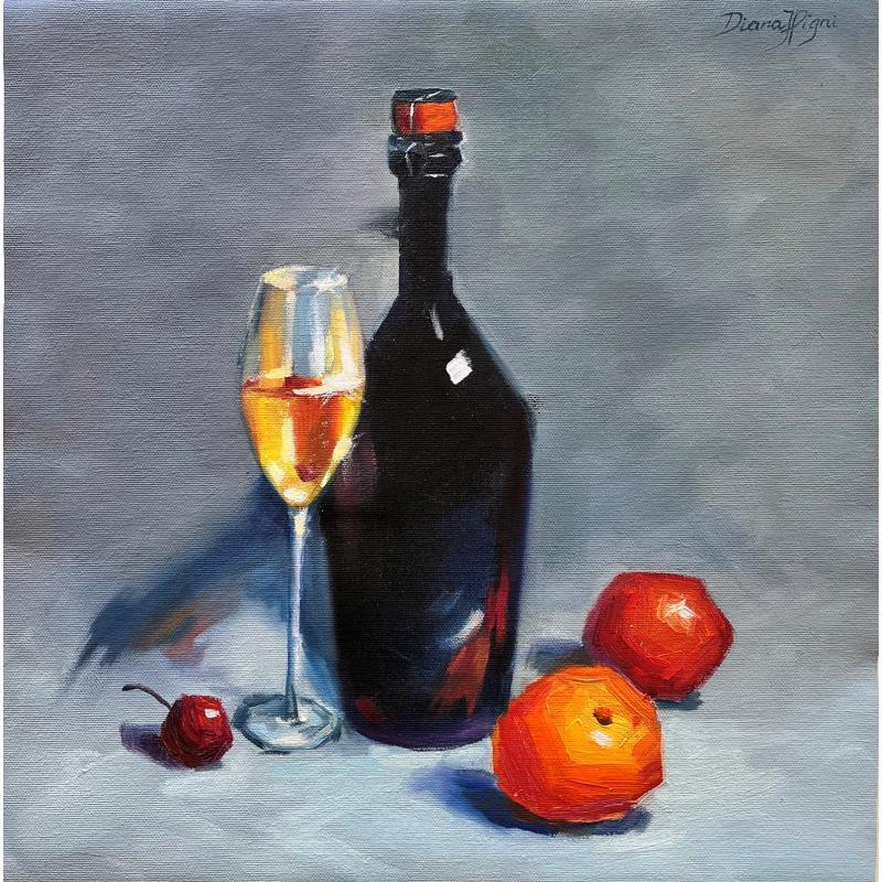 Painting Sparkling Wine and Fruits by Pigni Diana | Painting Impressionism Still-life Oil