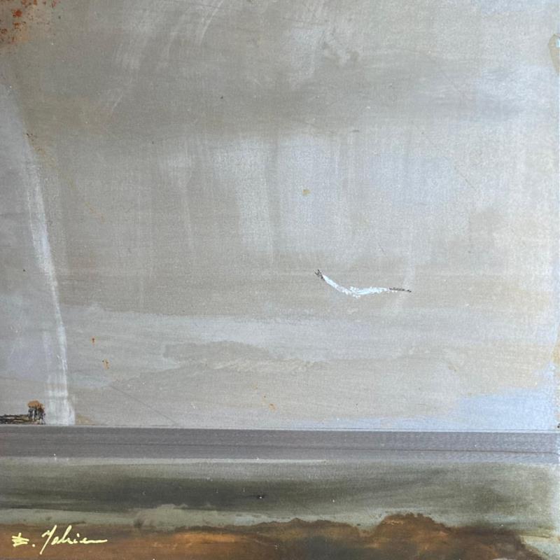 Peinture Mer temps pluvieux par Mahieu Bertrand | Tableau Art Singulier Paysages Marine Métal