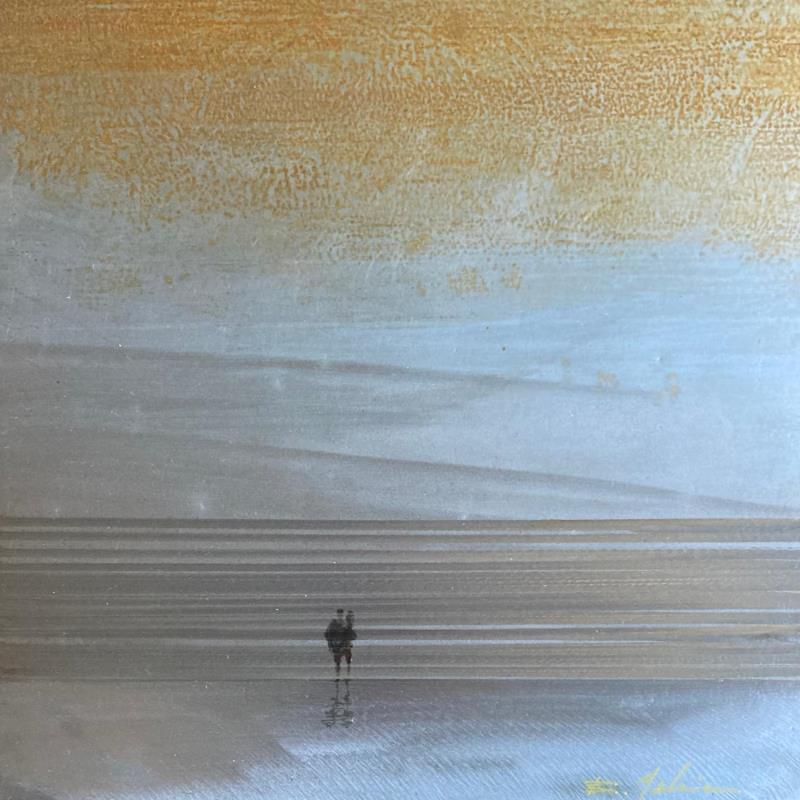 Peinture Couple face à la mer par Mahieu Bertrand | Tableau Art Singulier Paysages Marine Métal