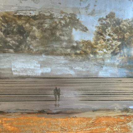 Peinture Crépuscule plage des 3 Digues par Mahieu Bertrand | Tableau Art Singulier Métal Marine, Paysages