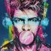 Gemälde Bowie bubble von Sufyr | Gemälde Street art Pop-Ikonen Graffiti Posca