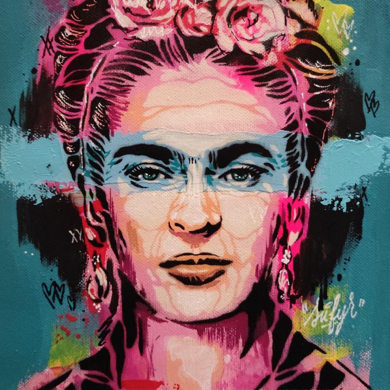 Peinture Frida Kahlo par Sufyr | Tableau Street Art Icones Pop Graffiti Posca