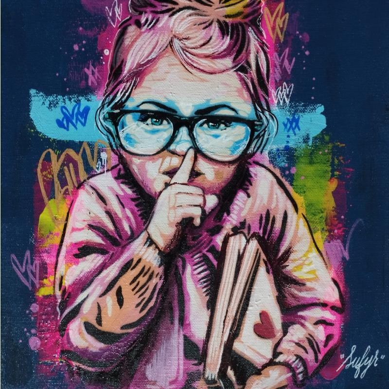 Gemälde Le petit journal intime von Sufyr | Gemälde Street art Graffiti, Posca Porträt