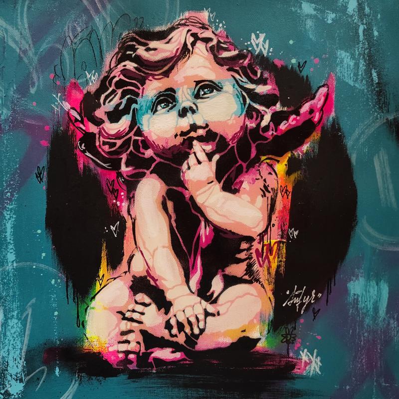 Painting L'ange Cupidon by Sufyr | Painting Street art Graffiti, Posca Child