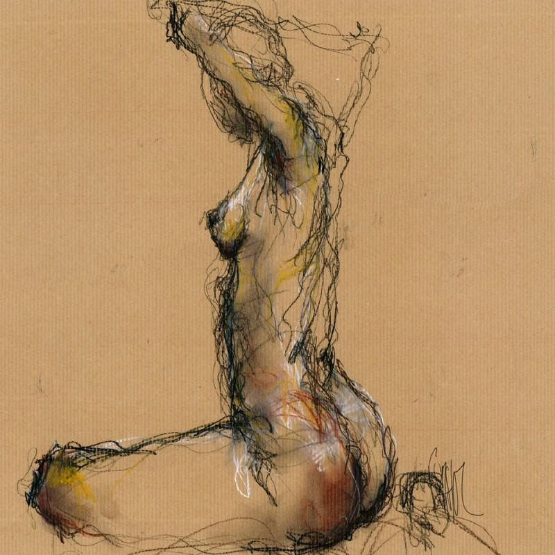 Painting Léonie by Sahuc François | Painting Figurative Mixed Nude