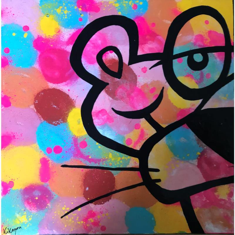 Painting Pink panther by Kikayou | Painting Pop-art Pop icons Graffiti Acrylic Gluing