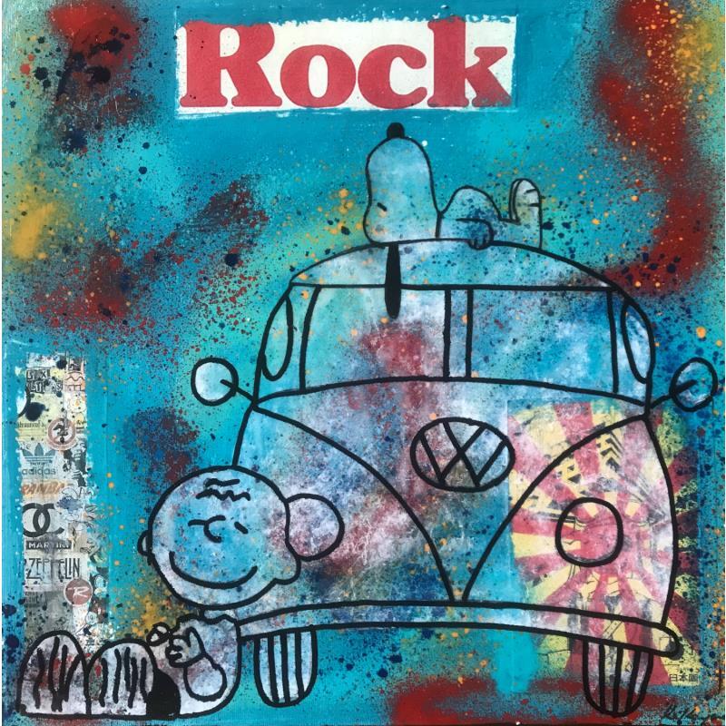 Peinture Van rock par Kikayou | Tableau Pop-art Icones Pop Graffiti Acrylique Collage