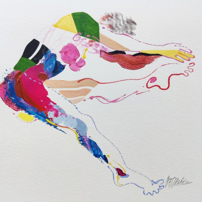 Painting Battement de jambes by Cressanne | Painting Figurative Nude Acrylic Ink Pastel