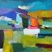 Gemälde Ciel et Foret von Lau Blou | Gemälde Abstrakt Landschaften Pappe Acryl Collage Pastell Blattgold